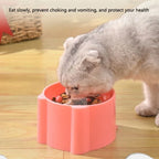 Slow Feeder Dog Cat Bowl, Anti-Choking & Neck Support Design - Puzzle Food Dish for Fast Eaters, Pet Supplies to Prevent Bloat