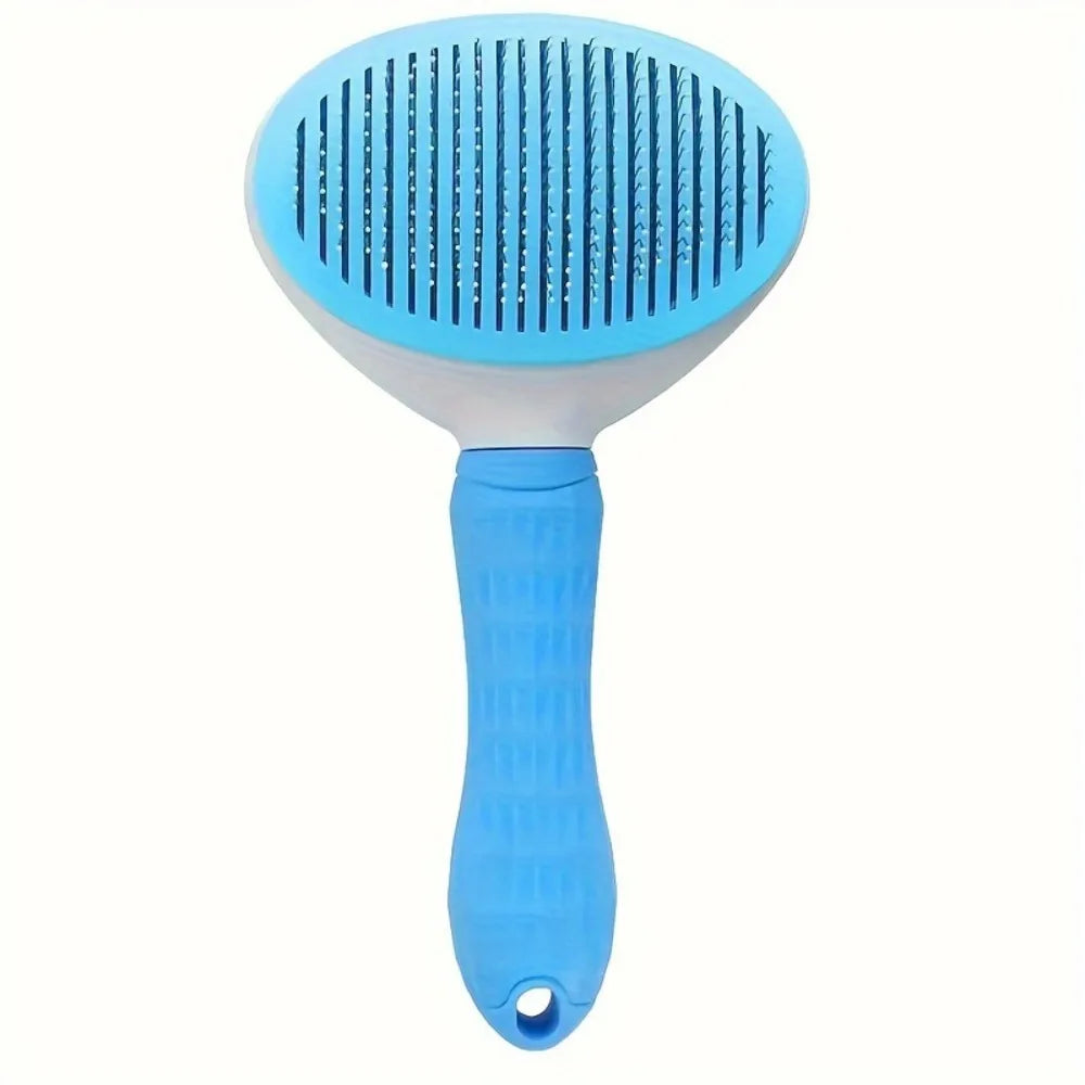 Self Cleaning Slicker Brush for Cats Dogs, One-click Pet Hair Remover Comb, Shedding Grooming Brush with Retractable Needles