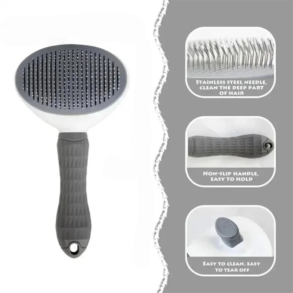 Self-Cleaning Pet Grooming Slicker Brush One-Click Hair Remover Comb Household Fur Cleaning Care For All Breeds Dogs Cats Pet