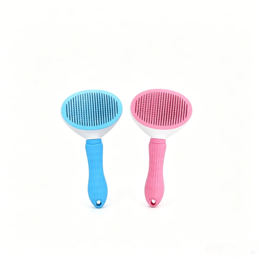 Self Cleaning Slicker Brush for Cats Dogs, One-click Pet Hair Remover Comb, Shedding Grooming Brush with Retractable Needles