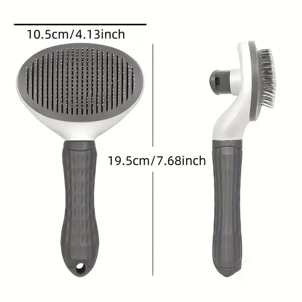 Self Cleaning Slicker Brush for Cats Dogs, One-click Pet Hair Remover Comb, Shedding Grooming Brush with Retractable Needles