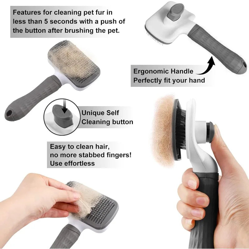 Self-cleaning Pet Hair Remove Comb Cat Slicker Brush Pet Hair Removal Comb for Dogs Cats Grooming Tools Combs Dogs Accessorie