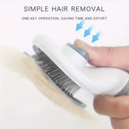 Self Cleaning Slicker Brush for Cats Dogs, One-click Pet Hair Remover Comb, Shedding Grooming Brush with Retractable Needles